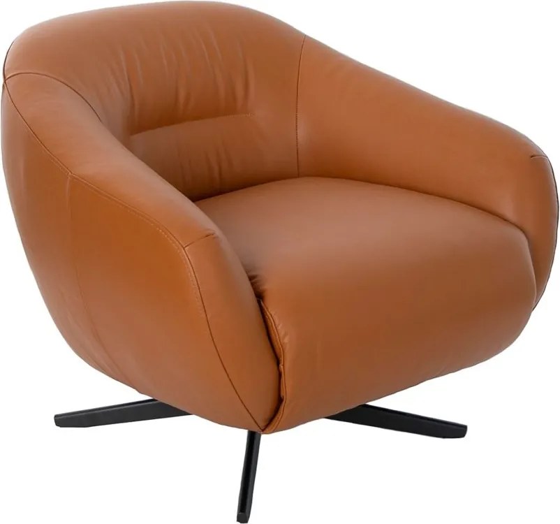 Fotoliu pivotant design LUX, Piele naturala, Cowhide maro