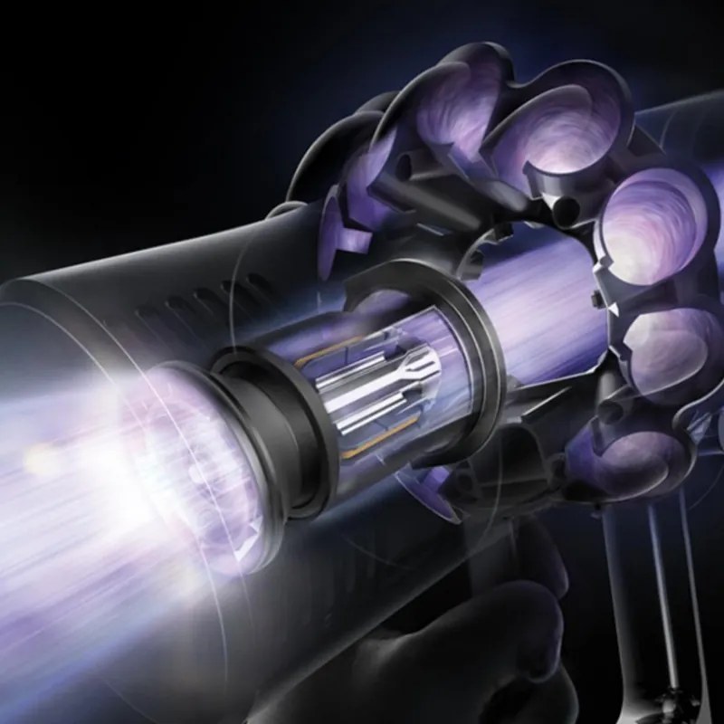 Aspirator vertical Dyson V10 Origin 394464-01, 525W, 151AW, 0.76l, 125000 rpm, 60 min, 3 moduri, Motorbar clar, Nichel/negrit