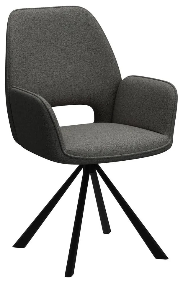 Scaun de sufragerie gri închis cu cotiere Graham – Actona