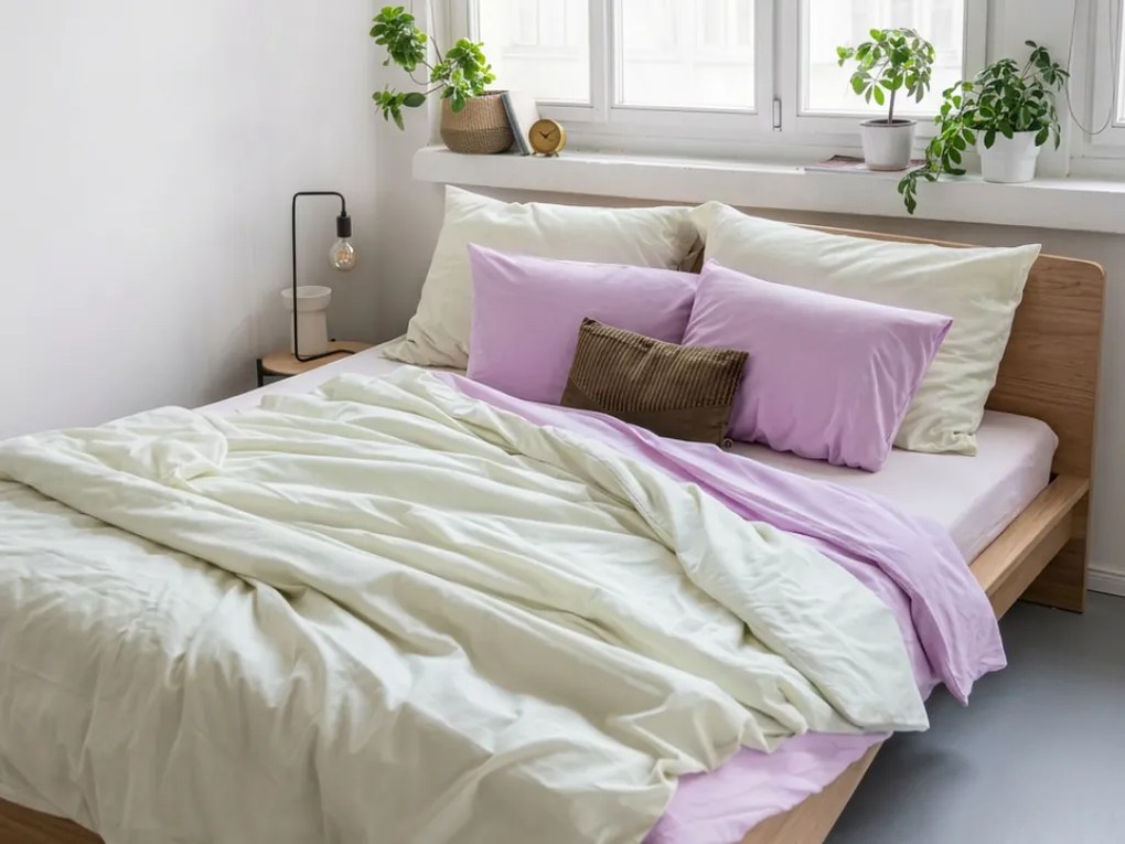 Lenjerie de pat din bumbac CALMORA bej deschis Dimensiune lenjerie de pat: 70 x 90 cm | 140 x 220 cm