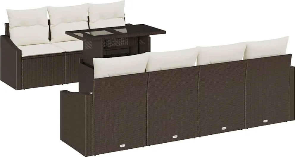 vidaXL Set de canapele pentru grădină 8 pcs Maro și Crem poliratan