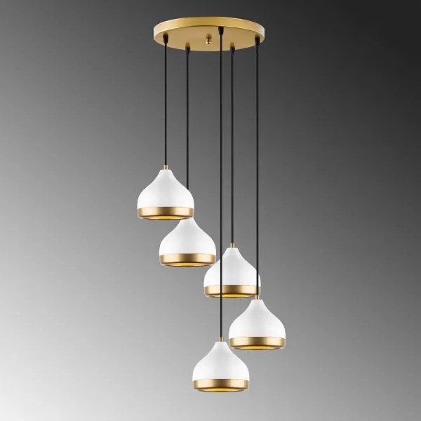 Lustră pe cablu YILDO 5xE27/40W/230V alb/auriu