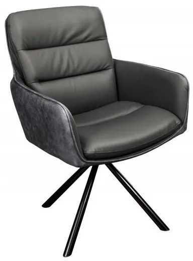 Set de 2 scaune pivotante Big George, microfibra/ piele gri