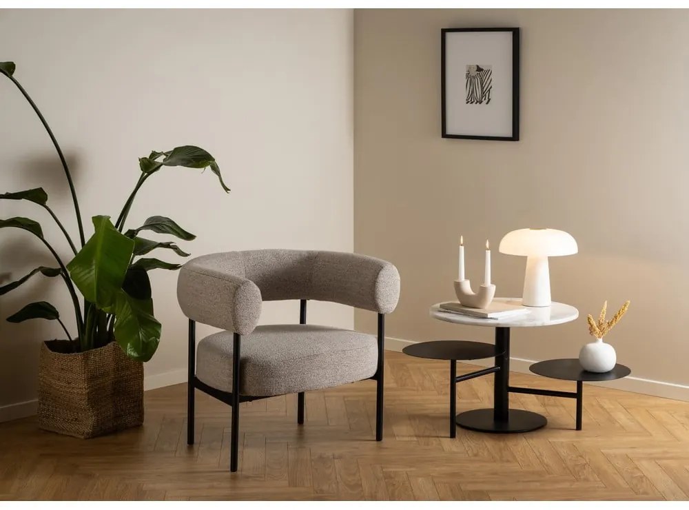 Fotoliu bej cu tapițerie din țesătură bouclé Oakfield – Actona