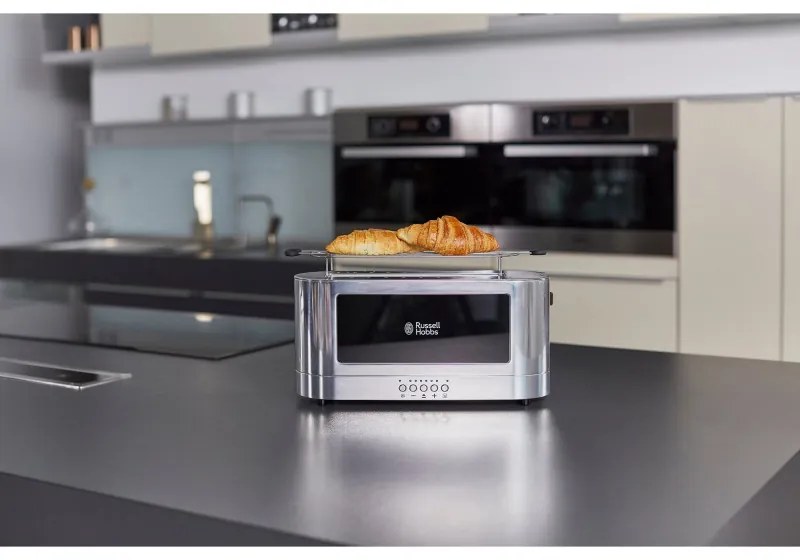 Russell Hobbs Elegance Toaster 23380-56, 1420W, 2 fileuri, 6 grade, Lift & Look, Inox/negrit