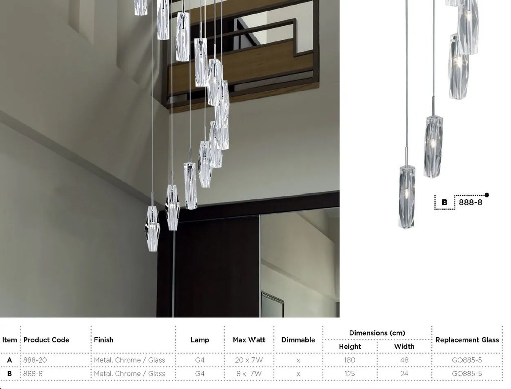 Lustra casa scarii design modern Sculptured Ice 20L 888-20 SRT