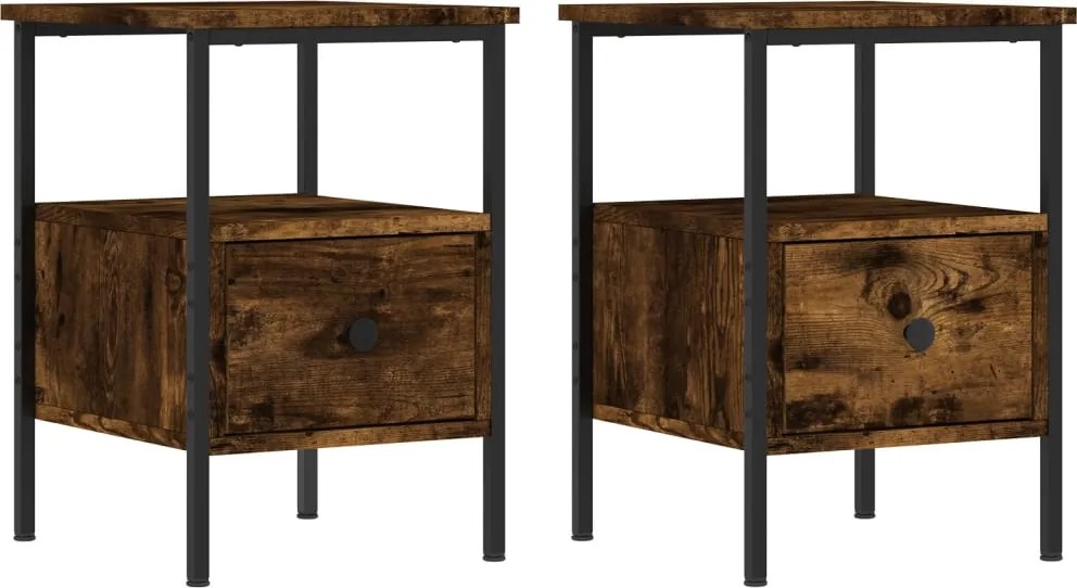 vidaXL Noptiere, 2 buc., stejar fumuriu, 34x36x50 cm, lemn compozit