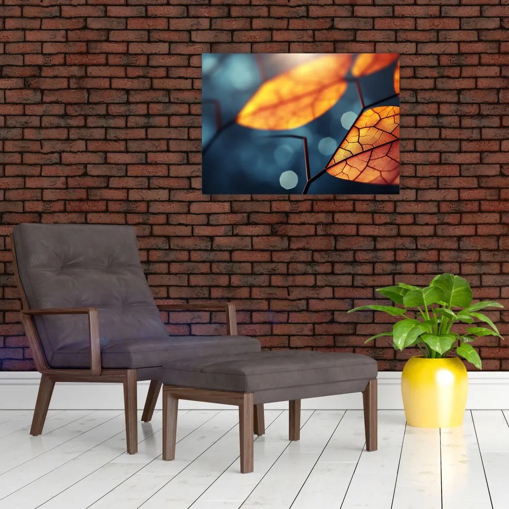 Tablou pe sticlă - Textura frunzelor (70x50 cm)