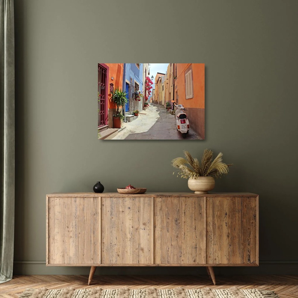 Tablou pe sticlă cu strada din Sardinia (70x50 cm)