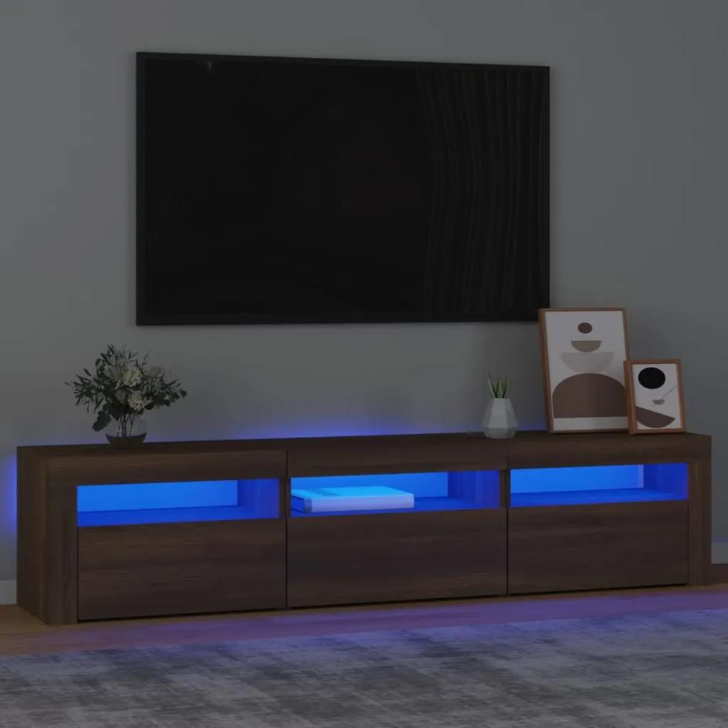 Comoda TV cu lumini LED, stejar maro, 180x35x40 cm 1, Stejar brun, 180 x 35 x 40 cm