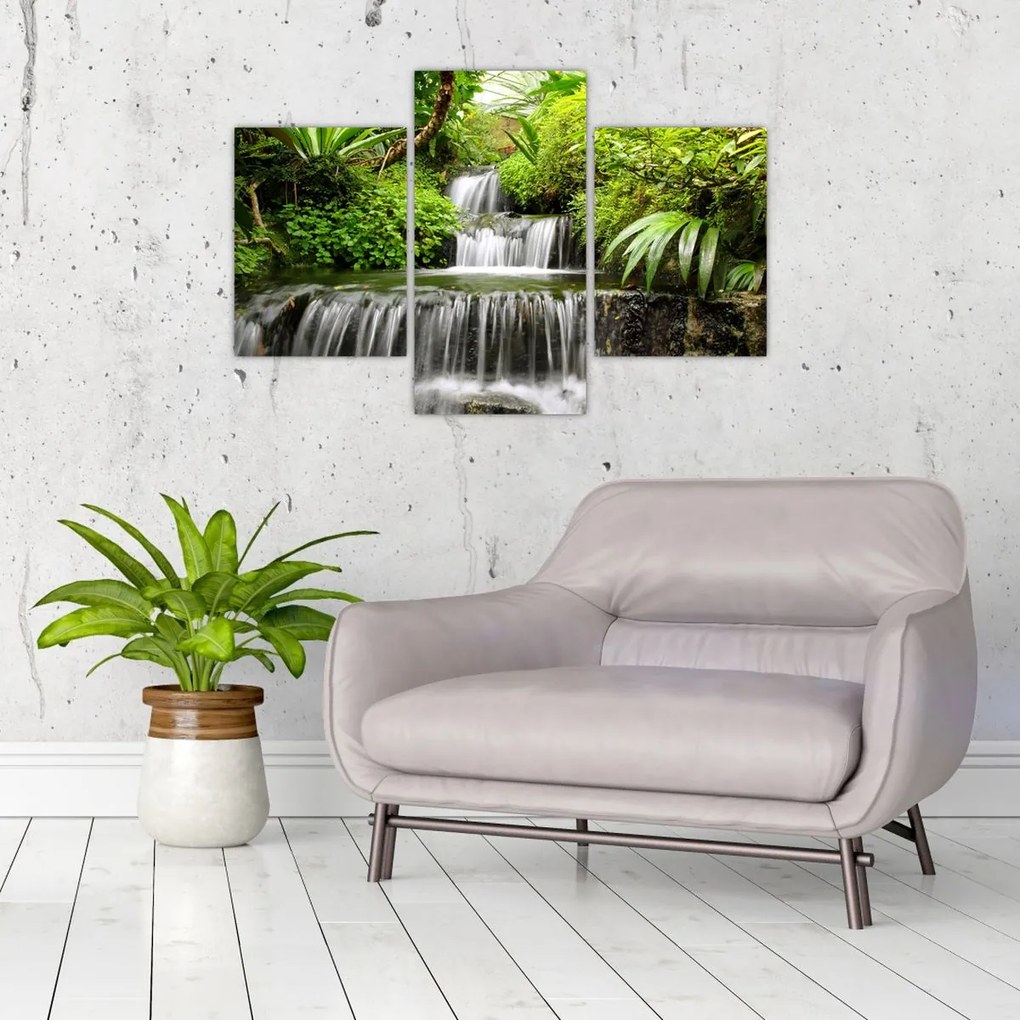 Tablou - Cascadă în pădurea tropicală (90x60 cm)