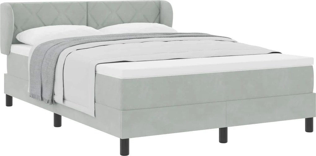 vidaXL Pat cu arcuri cu saltea Gri deschis 140 x 190 cm Catifea