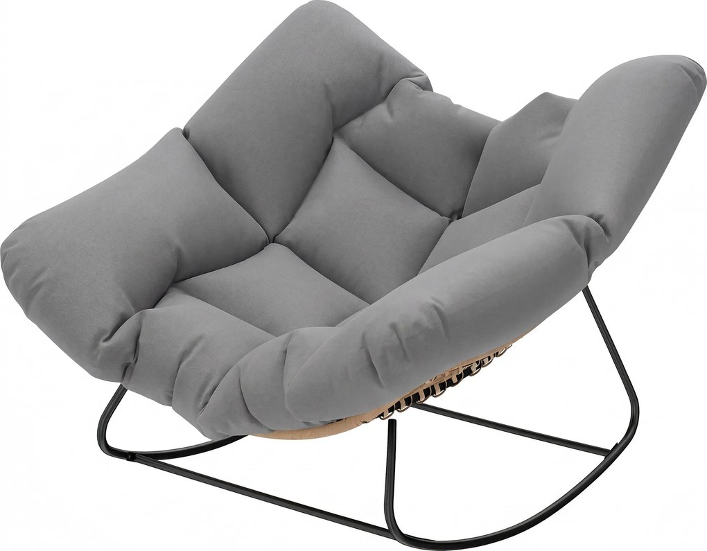 Outsunny Scaun balansoar fotoliu balansoar cu pernă rezistent la intemperii scaun de grădină până la 120 kg pentru living, grădină, gazon Gri | Aosom Romania