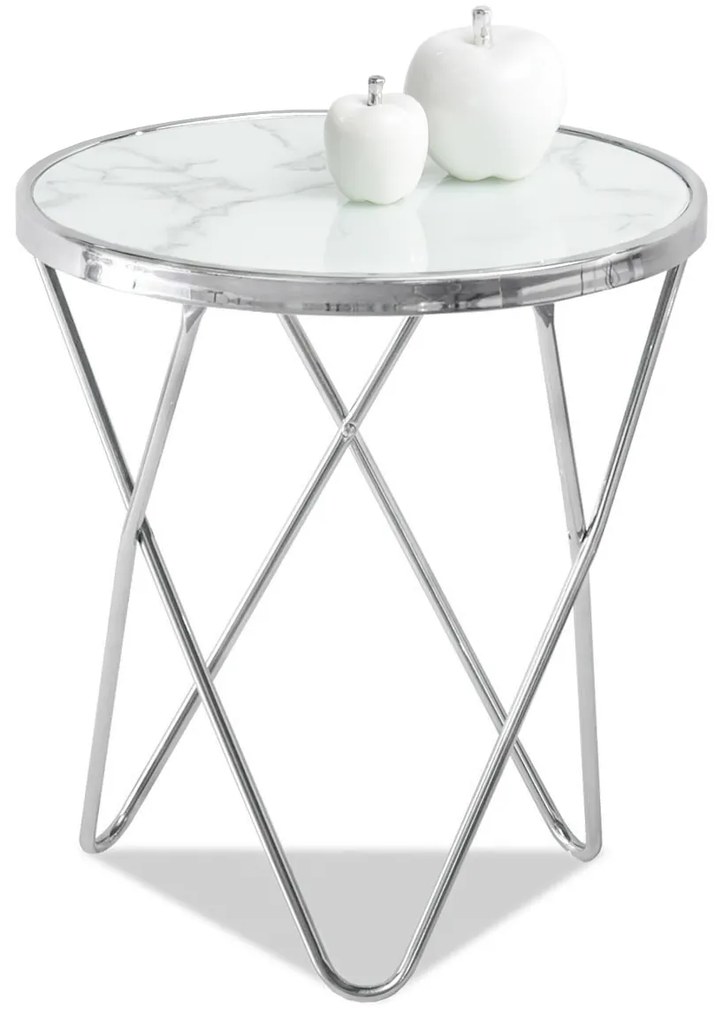 Măsuță de cafea Armin S (marmură albă + crom). Promo -10%. 1111553