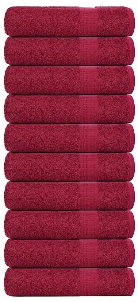 vidaXL Prosoape de baie 10 buc Bordeaux 100x150cm 360 g/m² 100% bumbac