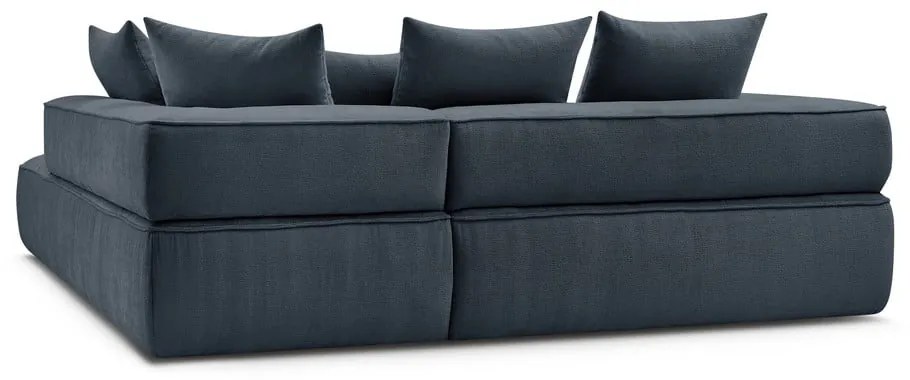 Colțar albastru închis cu tapițerie din chenille (cu colț pe partea dreaptă/în formă de ”L”) Whesley – Bobochic Paris