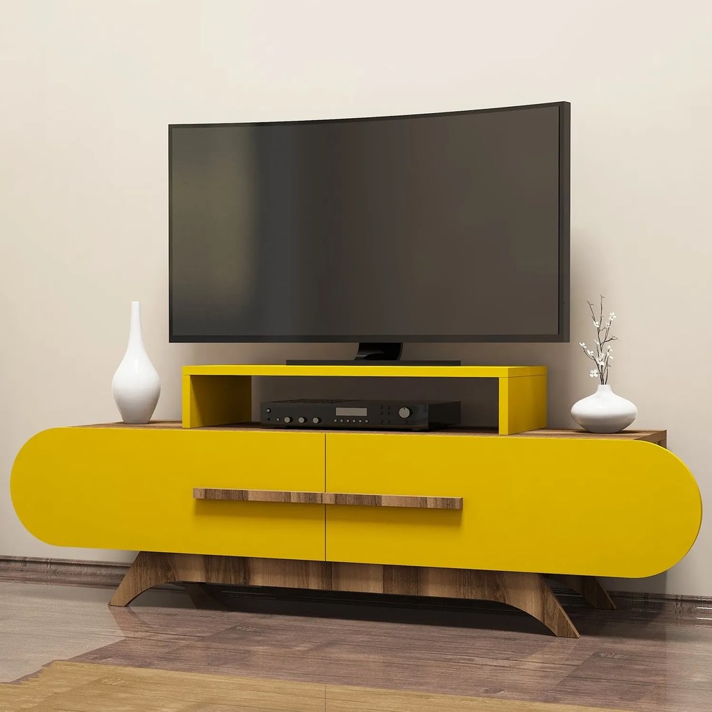Masă TV/Dulap Roma (Nuc + Galben). 1071870
