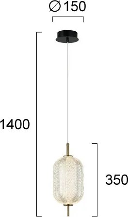 Lustră suspendată pe cablu PELLUCID LED/11W/230V auriu/transparent
