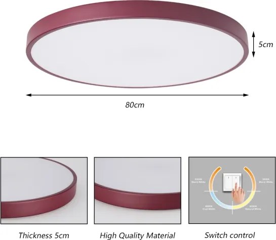 Brilagi - Plafonieră LED POOL, 100 W, 230 V, 3000/4000/6000 K, 80 cm, bordo