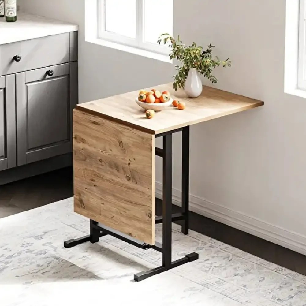 Masa Bucatarie pliabila cu roti Homs Nuc 120 x 80 x 74 cm