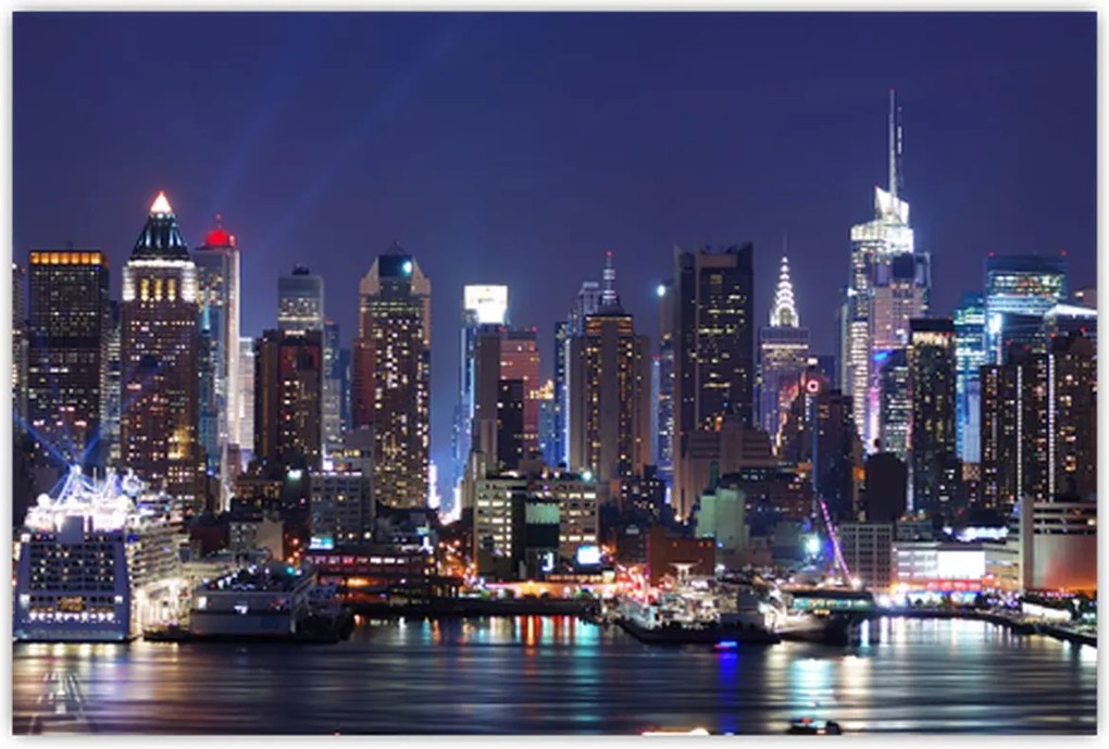 Tablou - Zgârie-nori din New York iluminate (90x60 cm)
