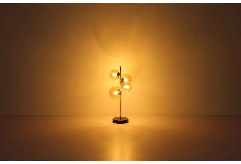 Veioza, lampa de masa LED design modern Riha negru, alama