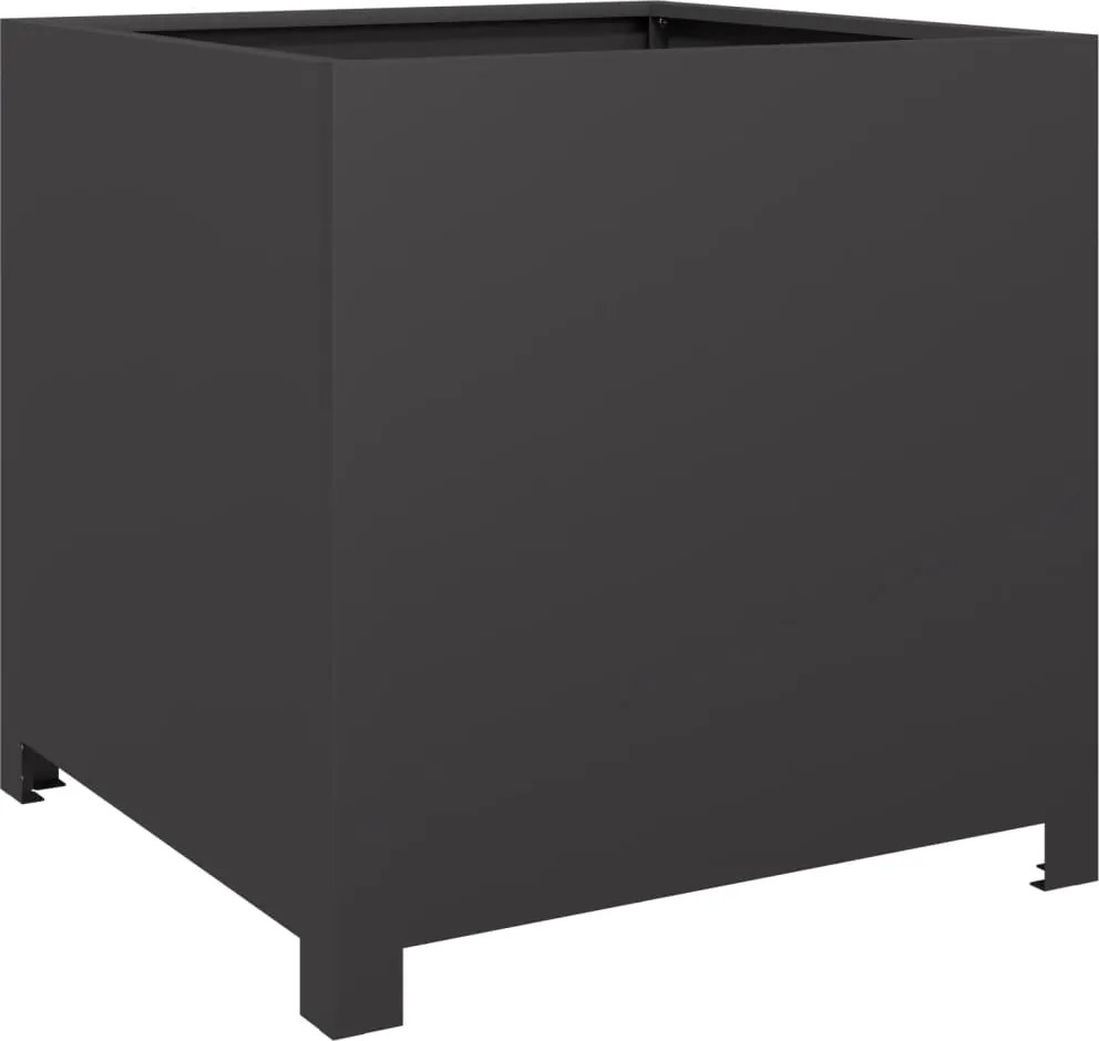 vidaXL Jardinieră de grădină, negru, 50x50x50 cm, oțel