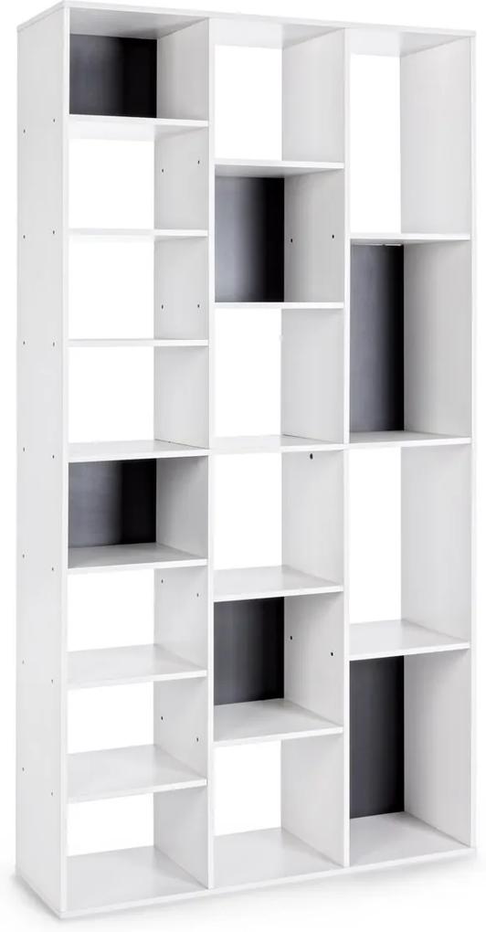 Biblioteca mdf alb si gri antracit 18 polite Arctic 91 cm x 29.8 cm x 178.3 h