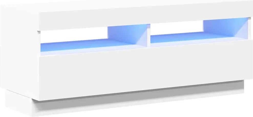 vidaXL Comodă TV cu lumini LED, alb, 100x35x40 cm