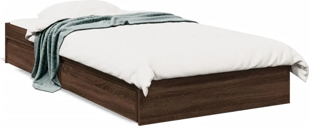 vidaXL Cadru de pat cu sertare, stejar maro, 90x190 cm lemn prelucrat