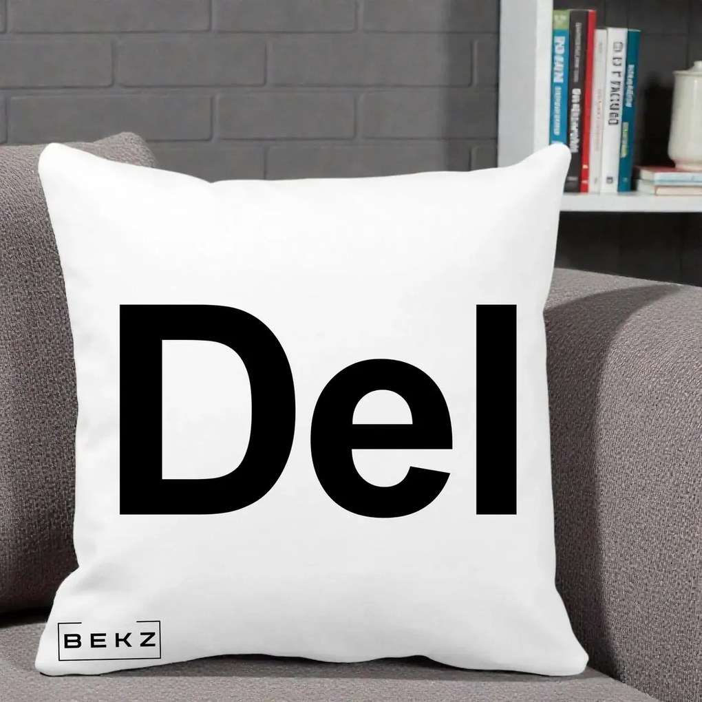 Perna Personalizata Tasta Del Tipografie Bold, 40x40 cm, Alba Mata, Husa Detasabila, Perna Inclusa, BEKZ®