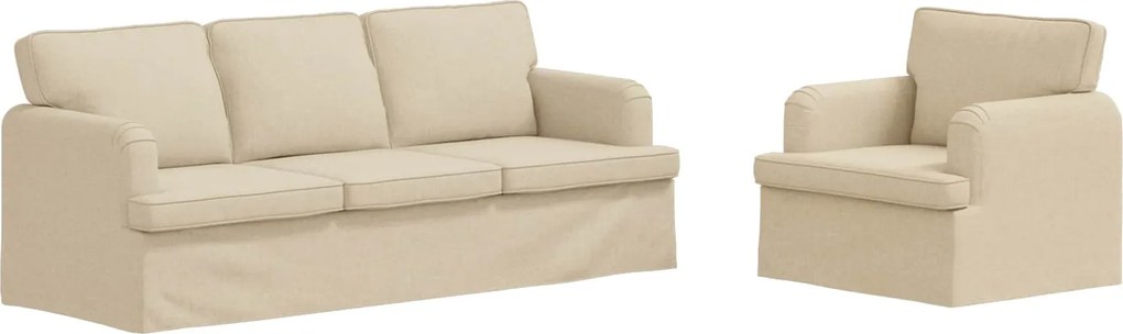 vidaXL Set de canapea 2 pcs Crem 144 x 80 x 85 cm țesătură