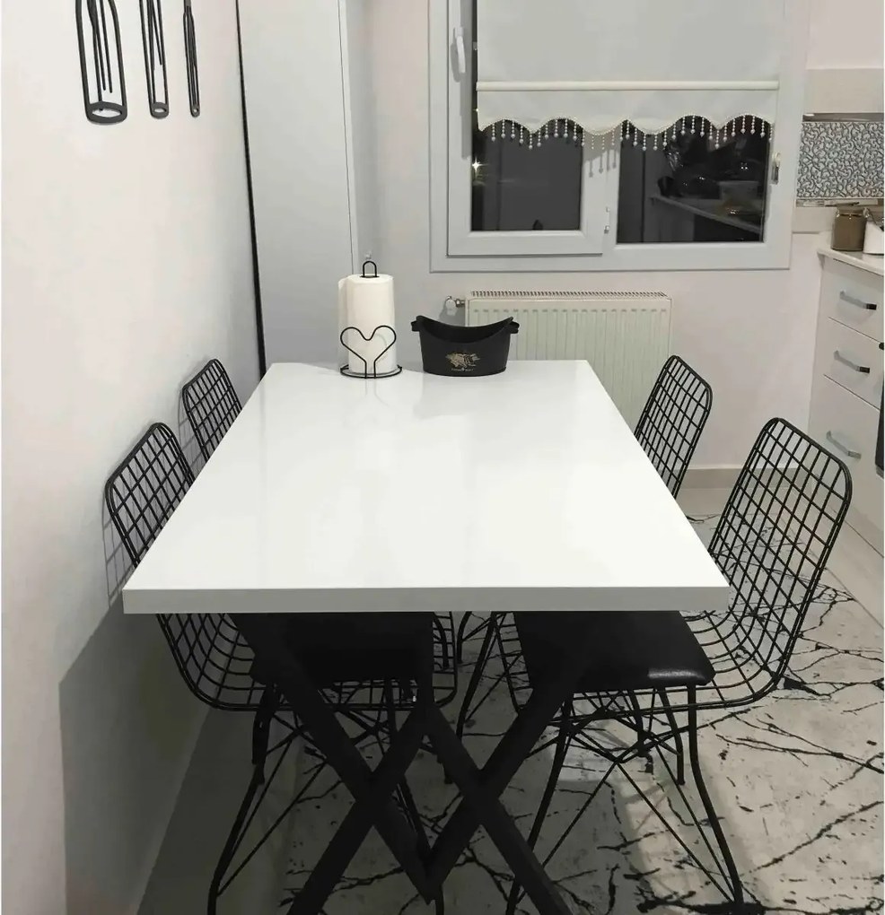 Set Masa Bucatarie cu 4 Scaune , Alb-negru,120x80x75 cm, 30409SET