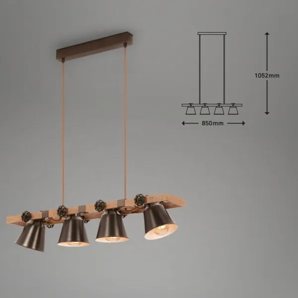 Lustră pe cablu Briloner 4406-044 TALE 4xE27/40W/230V maro