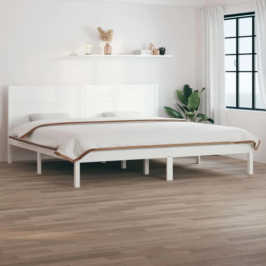 3104174 vidaXL Cadru de pat, alb, 200x200 cm, lemn masiv de pin