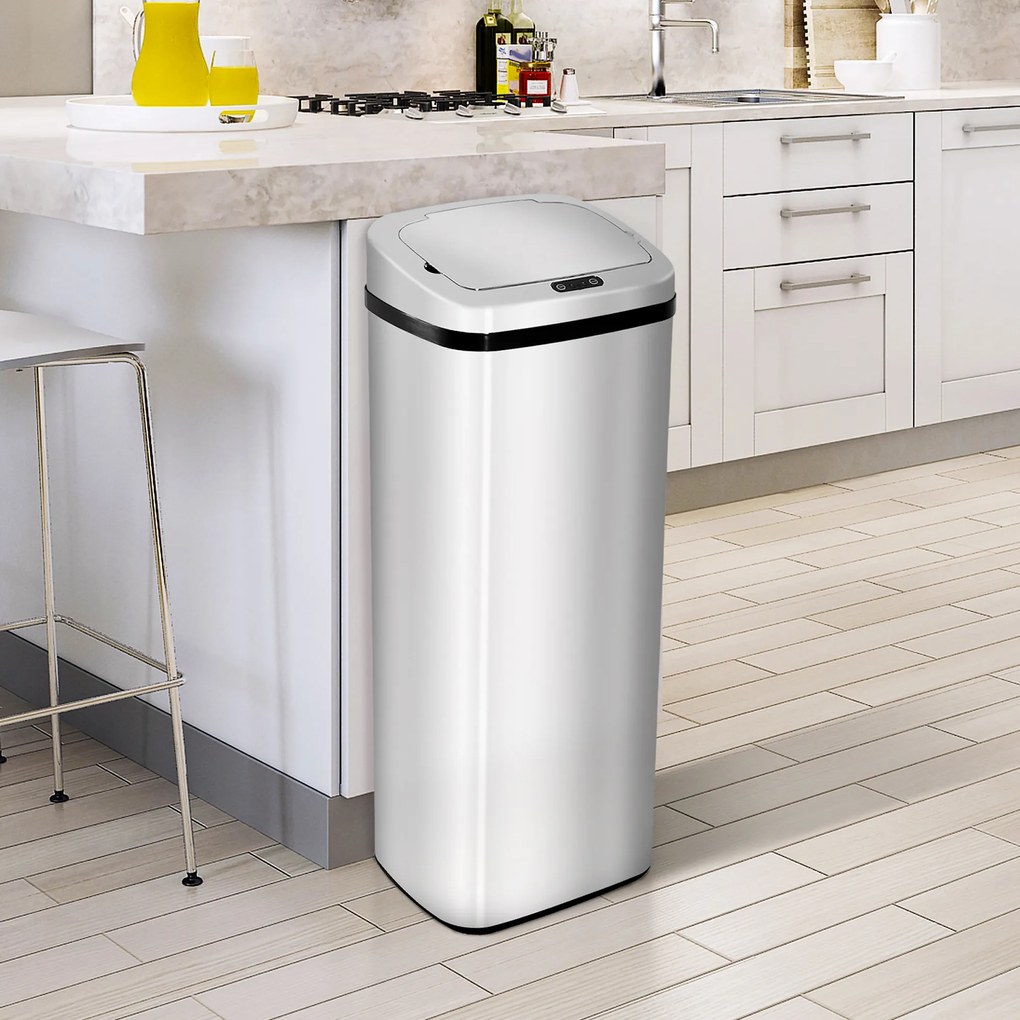 HOMCOM cos de gunoi cu senzor inox elegant 50L cu infrarosu | Aosom Romania
