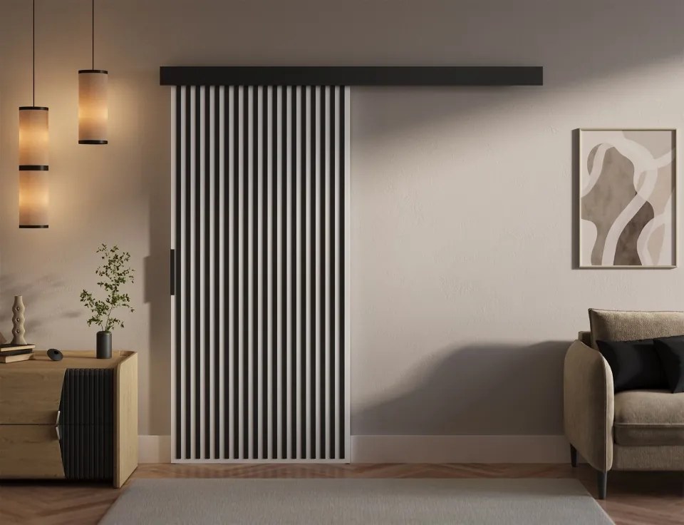 Ușă glisantă Perion – 96x1.6x205 cm – Alb / Negru