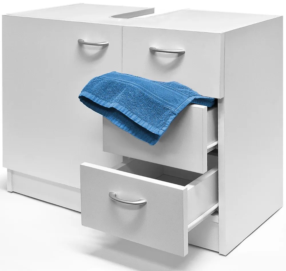 Dulap sub chiuvetă cu 3 sertare SILKE, 63x30x54cm, alb Casaria