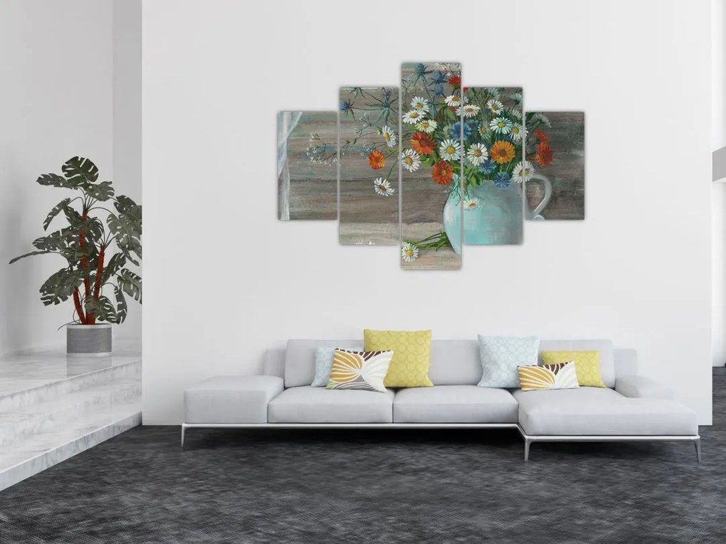 Tablou - Pictură în ulei, flori de câmp (150x105 cm)