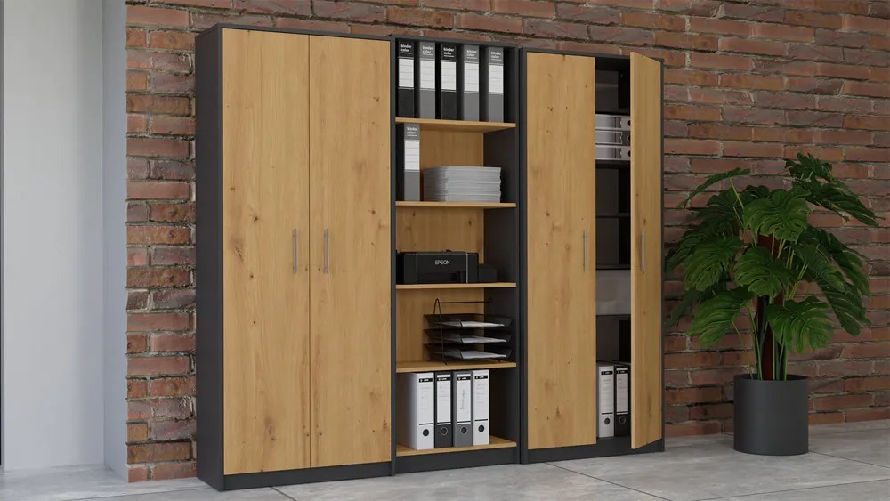 Dulap cu rafturi Obtenidas 1 (antracit + stejar artisan). 1132657