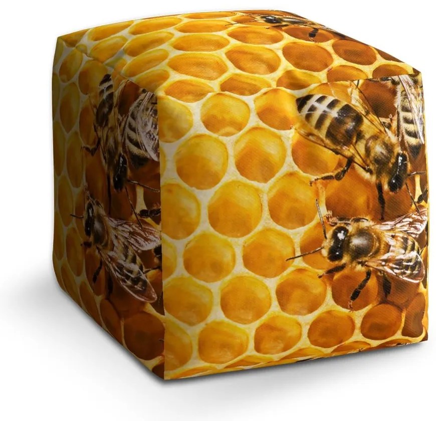 Taburet Cube albine, galben