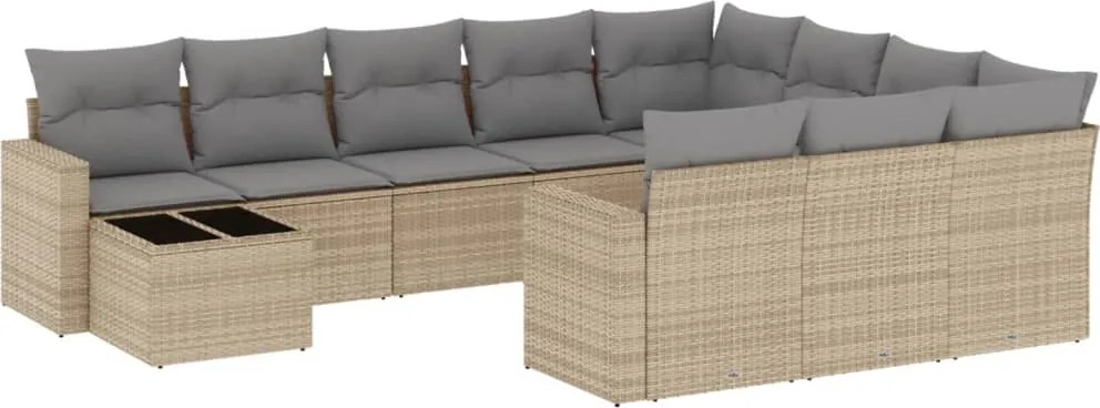vidaXL Set canapele de grădină cu perne, 11 piese, bej, poliratan