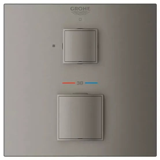 Baterie dus incastrata Grohe Grohtherm Cube termostatata antracit periat Hard Graphite fara corp ingropat