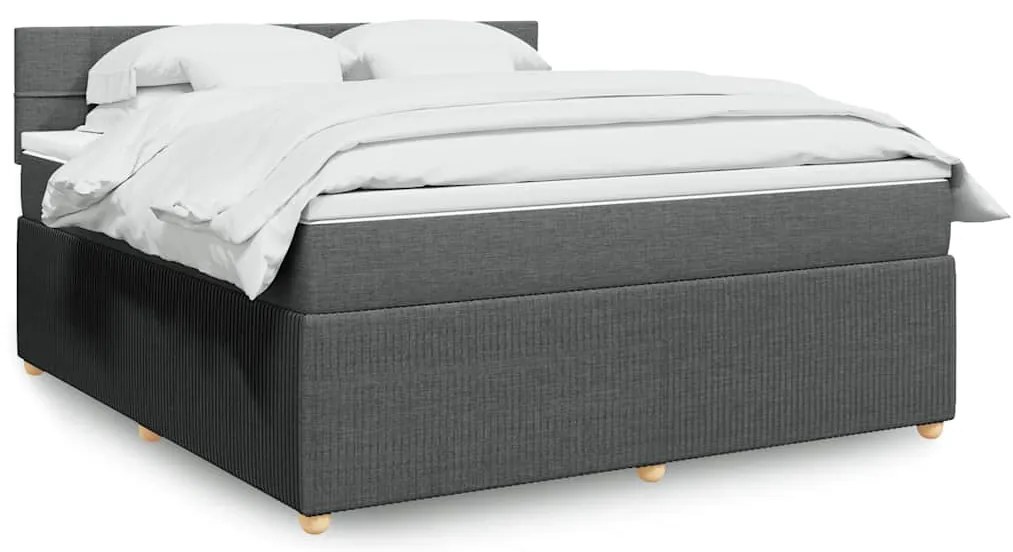 vidaXL Pat box spring cu saltea, gri închis, 180x200 cm, textil