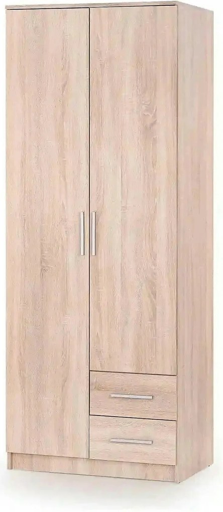 Dulap LIMA S-2, stejar sonoma, PAL laminat, cu 2 usi si 2 sertare, 80x