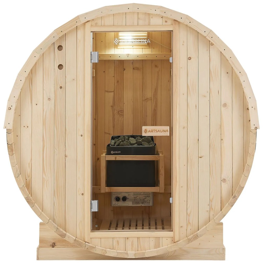 Vonkajšia sudová sauna Spitzbergen M dĺžka 120 cm priemer 190 cm (3,6 kW)