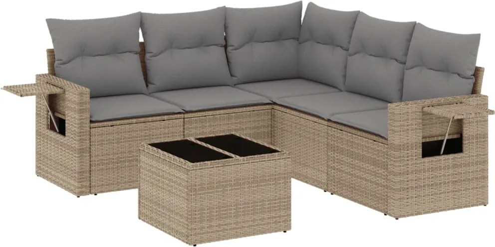 vidaXL Set canapele de grădină cu perne, 6 piese, bej, poliratan