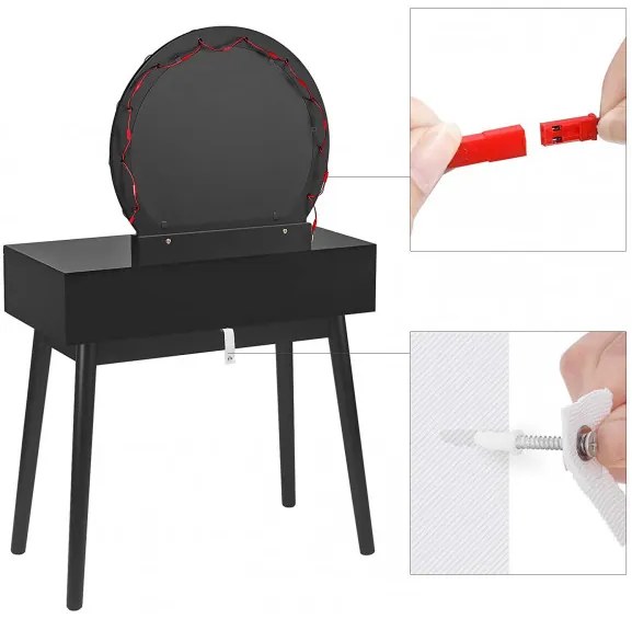 Masa Toaleta Princess Negru, 80 cm