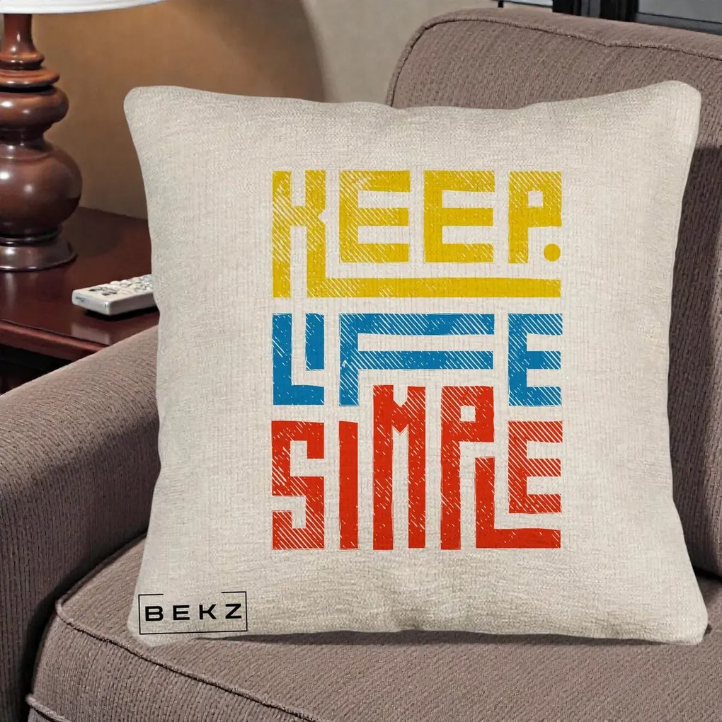 Perna decorativa Keep Life Simple Colorat, 40x40 cm cu Umplutura, Bej Canapea, BEKZ