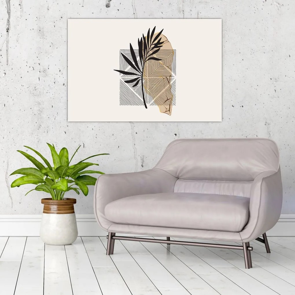 Tablou - Abstracție cu frunze tropicale N⁰1 (90x60 cm)